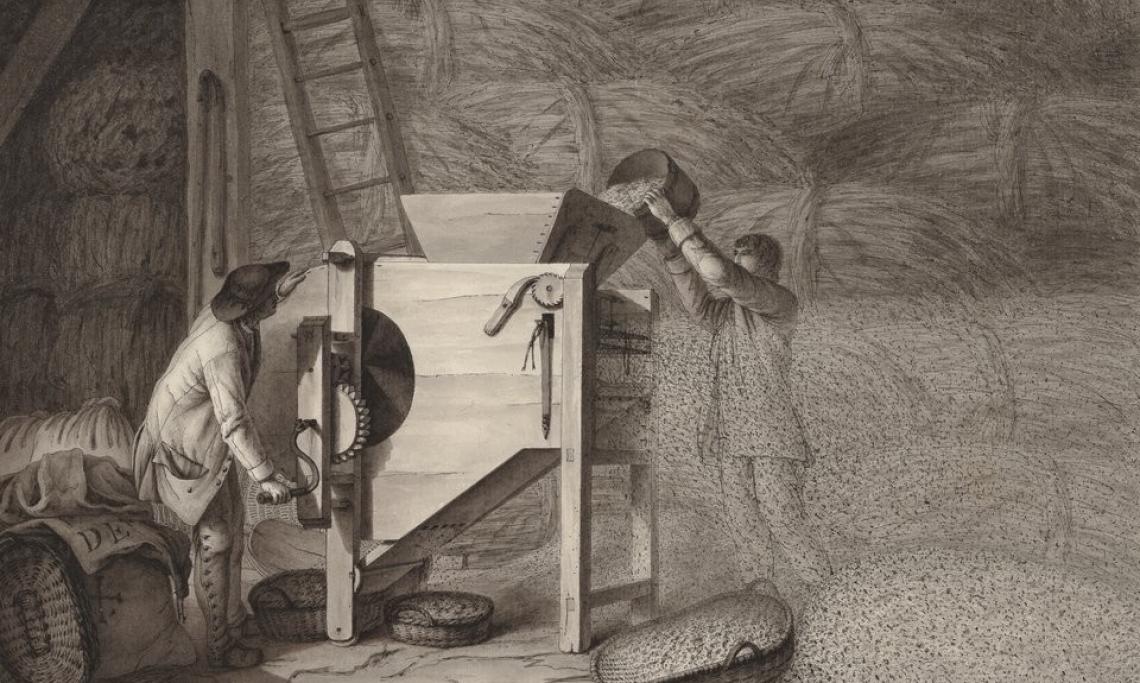 Cribleurs de blé du Vexin Normand, dessin, circa 1790 - source : Gallica-BnF