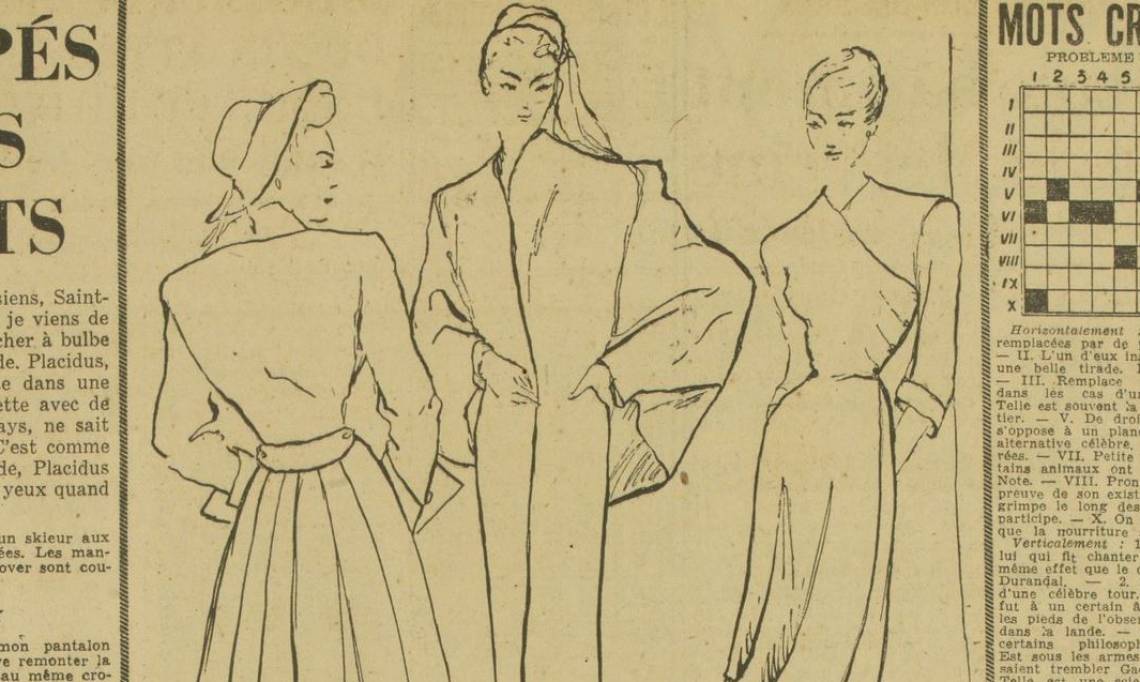 Manteaux et robes Dior dans Combat, 1947 – source : RetroNews-BnF