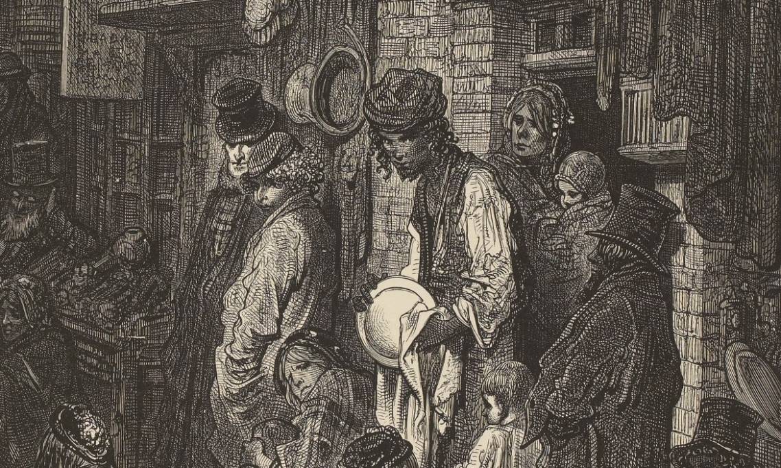 « Wentworth Street, à Whitechapel », estampe de Gustave Doré, 1872 - source : Gallica-BnF
