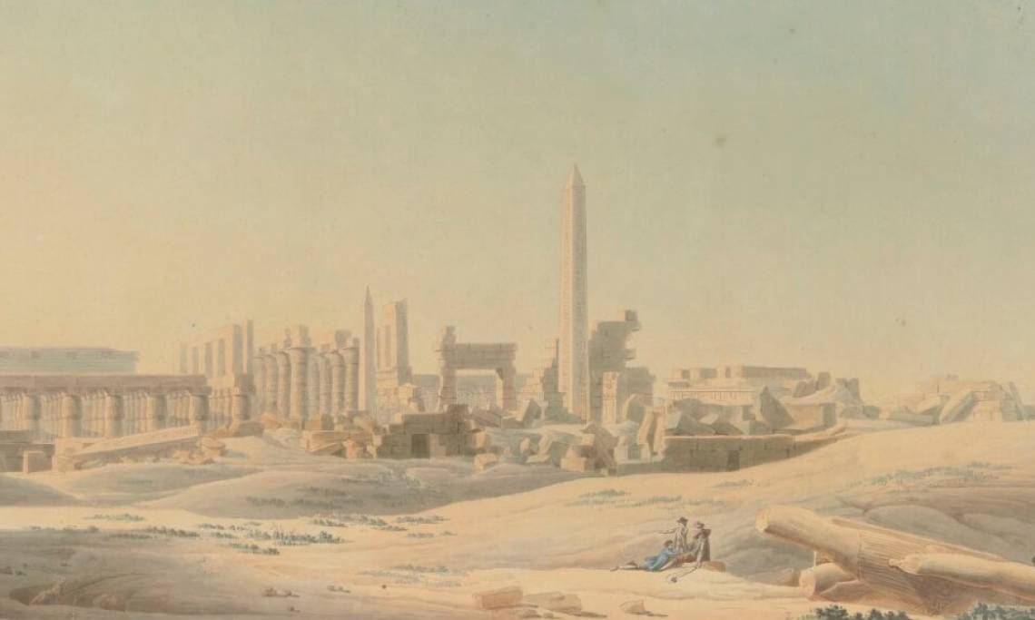 Les ruines de Karnak, dessin de François-Charles Cécile et Charles-Louis Balzac, 1798-1812 - source : Gallica-BnF