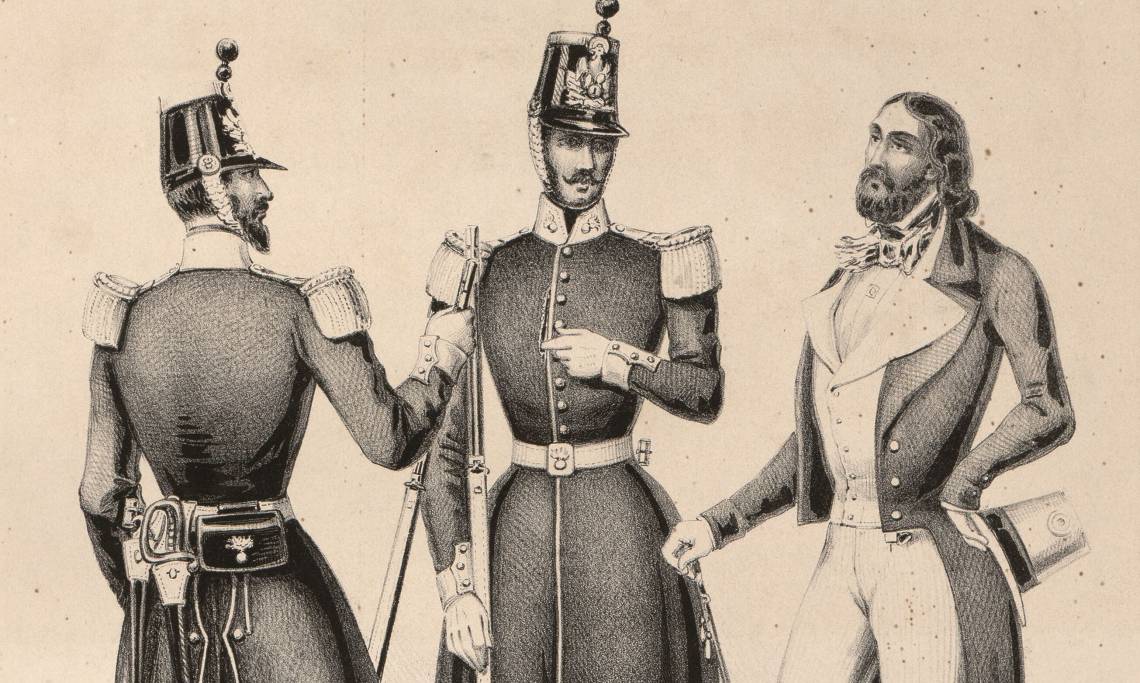 Membres de la garde nationale pendant les "Journées de juin", estampe, 1848 - source : Gallica-BnF