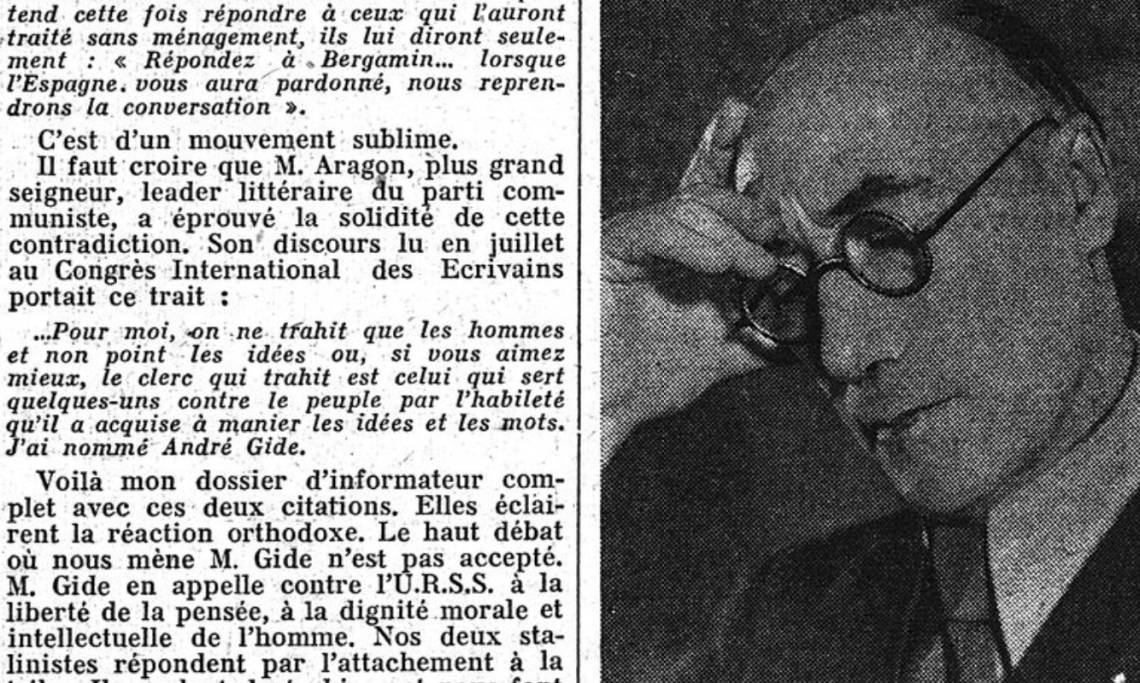 Photographie d'André Gide parue dans Le Figaro, 1937 - source : RetroNews-BnF