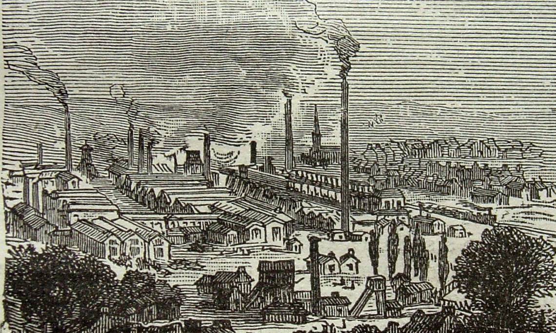Les usines Schneider au Creusot, gravure, XIXe siècle - source : WikiCommons