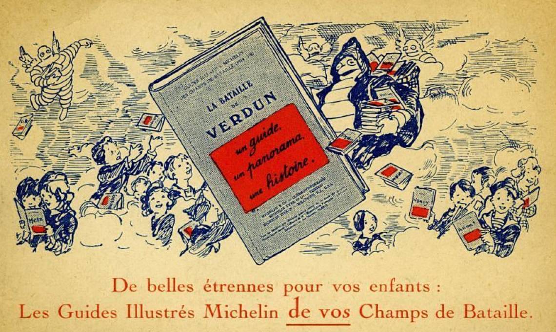 « De belles étrennes pour vos enfants », publicité en faveur du guide Michelin des champs de bataille, circa 1920 - source : WikiCommons