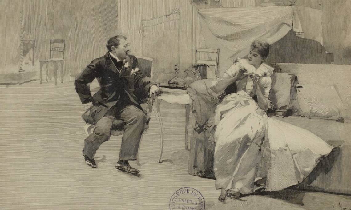 Illustration pour la reprise à la Comédie française de la pièce "La Parisienne", 1890 - source : Gallica-BnF