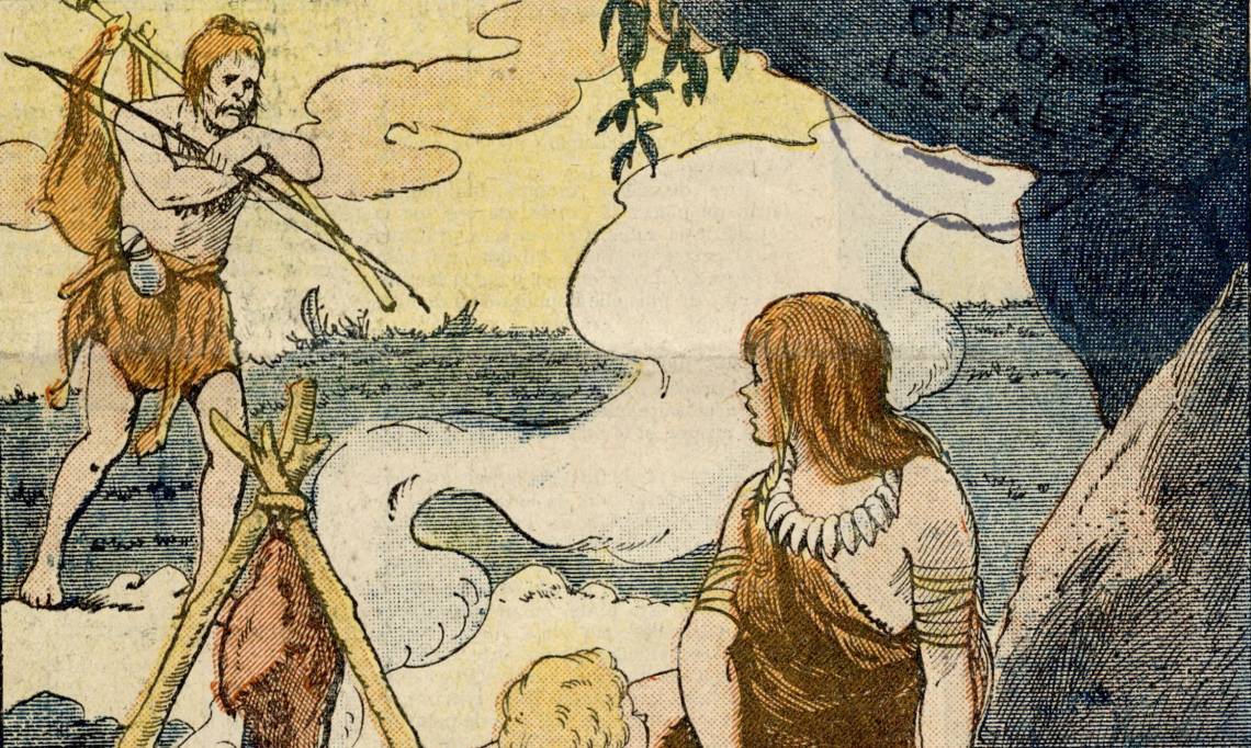 "L'histoire du feu", Une d'un numéro du Petit Inventeur consacré à la préhistoire, 1923 - source : Gallica-BnF