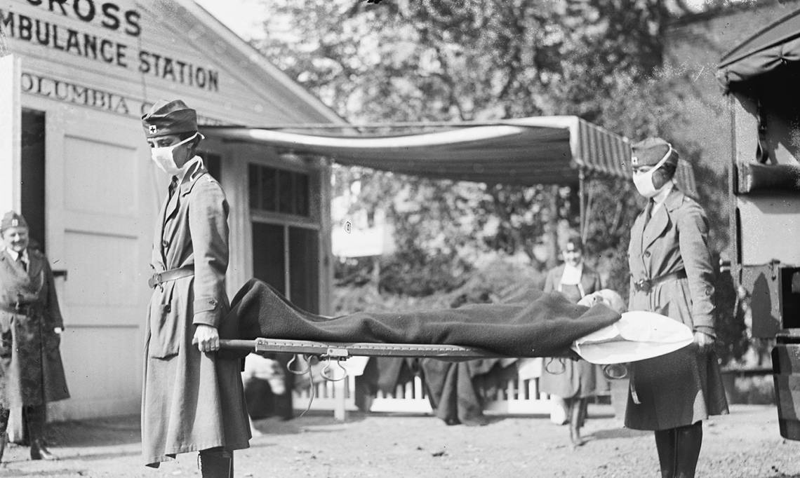 Le poste d’urgence de la Croix-Rouge à Washington D.C. durant l’épidémie de grippe espagnole, 1919 - source : National Photo Company-Wikimedia Commons 