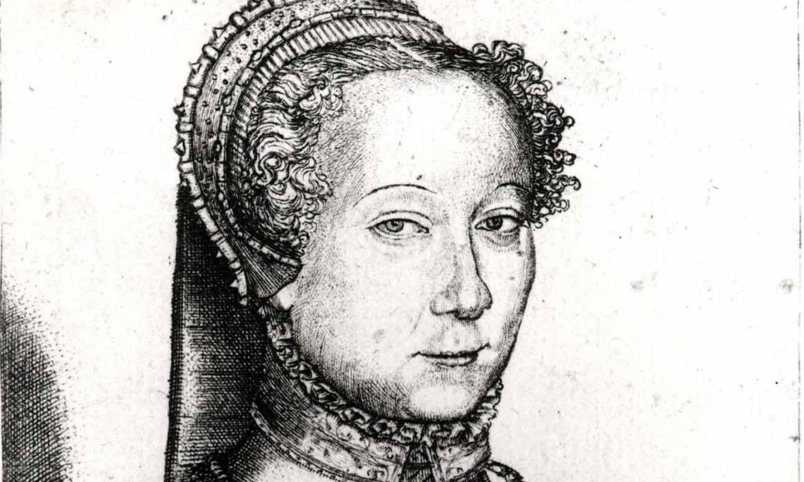 Portrait de Louise Labé par Pierre Woeriot, circa 1555 - source : WikiCommons