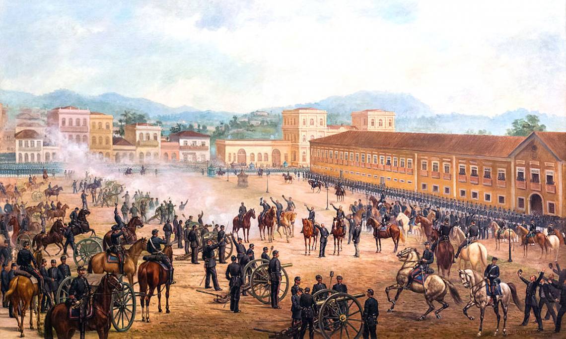 Proclamation de la première République au Brésil, tableau de Benedito Calixto, 1893 - source : WikiCommons