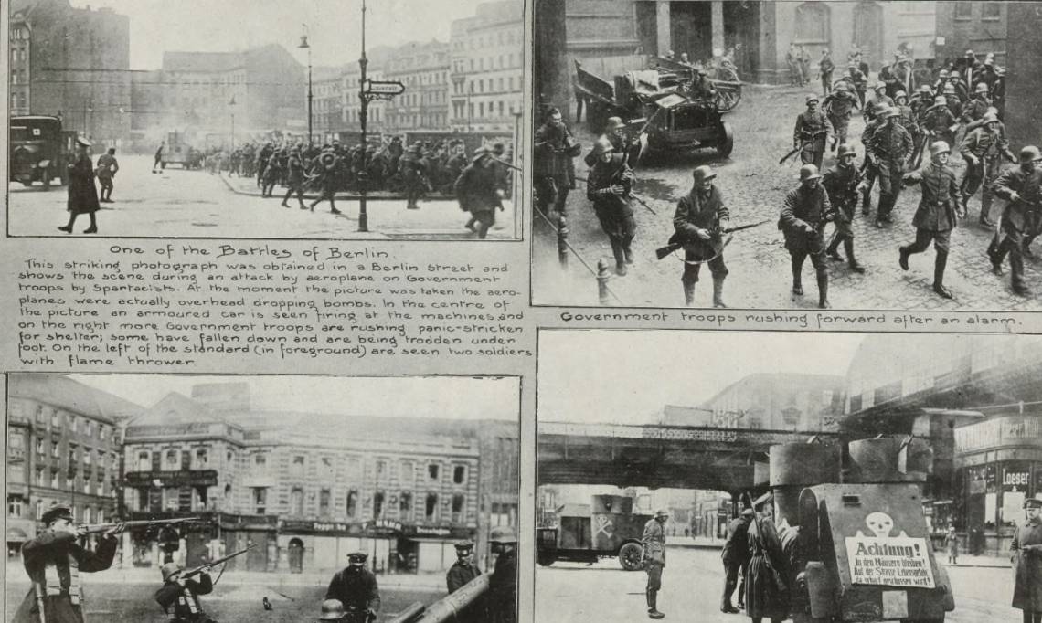 Images de la Révolution spartakiste allemande publiées dans le Queenslander Pictorial, 1919 – source : WikiCommons