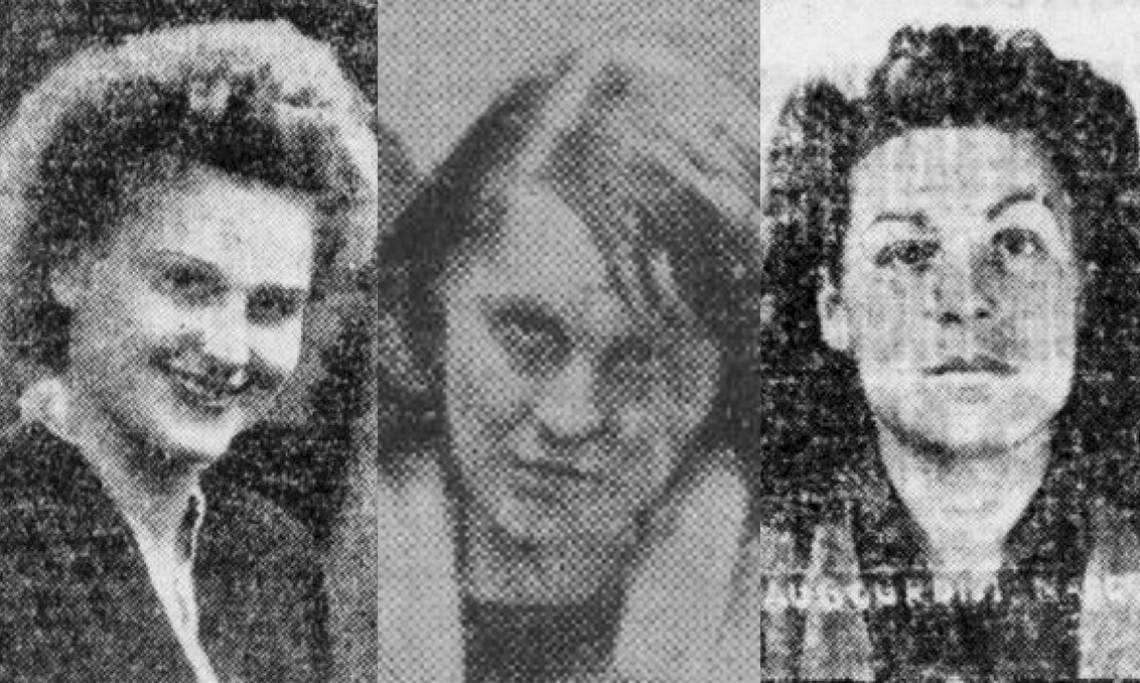 De gauche à droite, Andrée Brandt, Yvonne Toupnot et Marcelle Haubourdin, toutes trois condamnées à mort à la Libération. La deuxième a été fusillée, les deux autres graciées - source : RetroNews-BnF