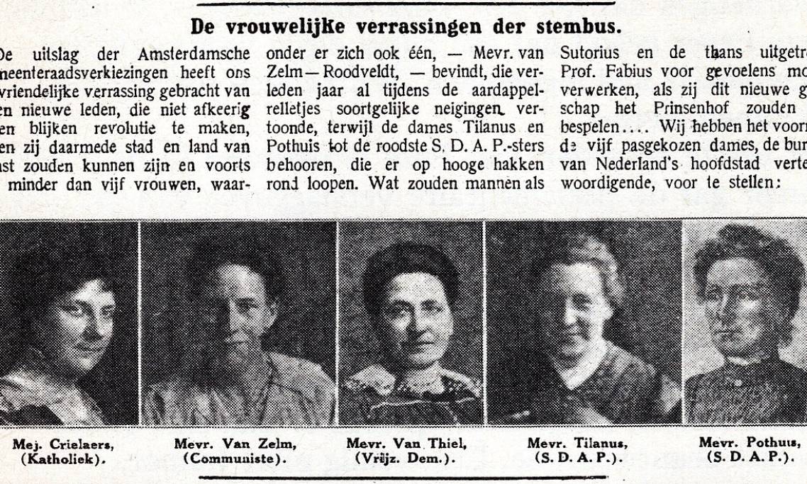 Suffragettes hollandaises élues dans la presse des Pays-Bas, circa 1919 - source : WikiCommons 