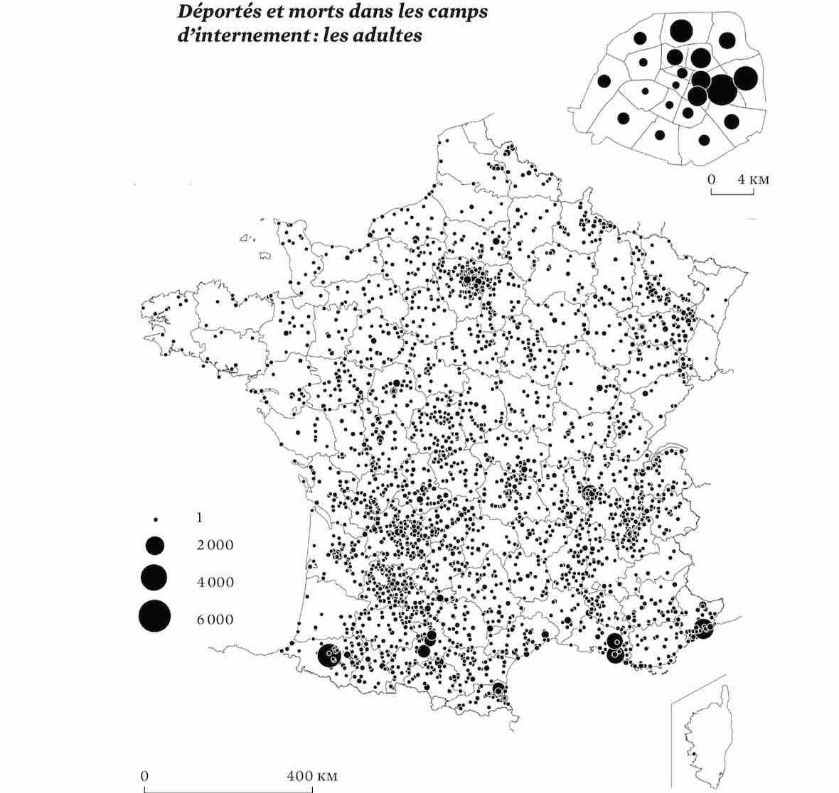 Carte des communes de résidence des déportés au moment de leur arrestation, Jean-Luc Pinol