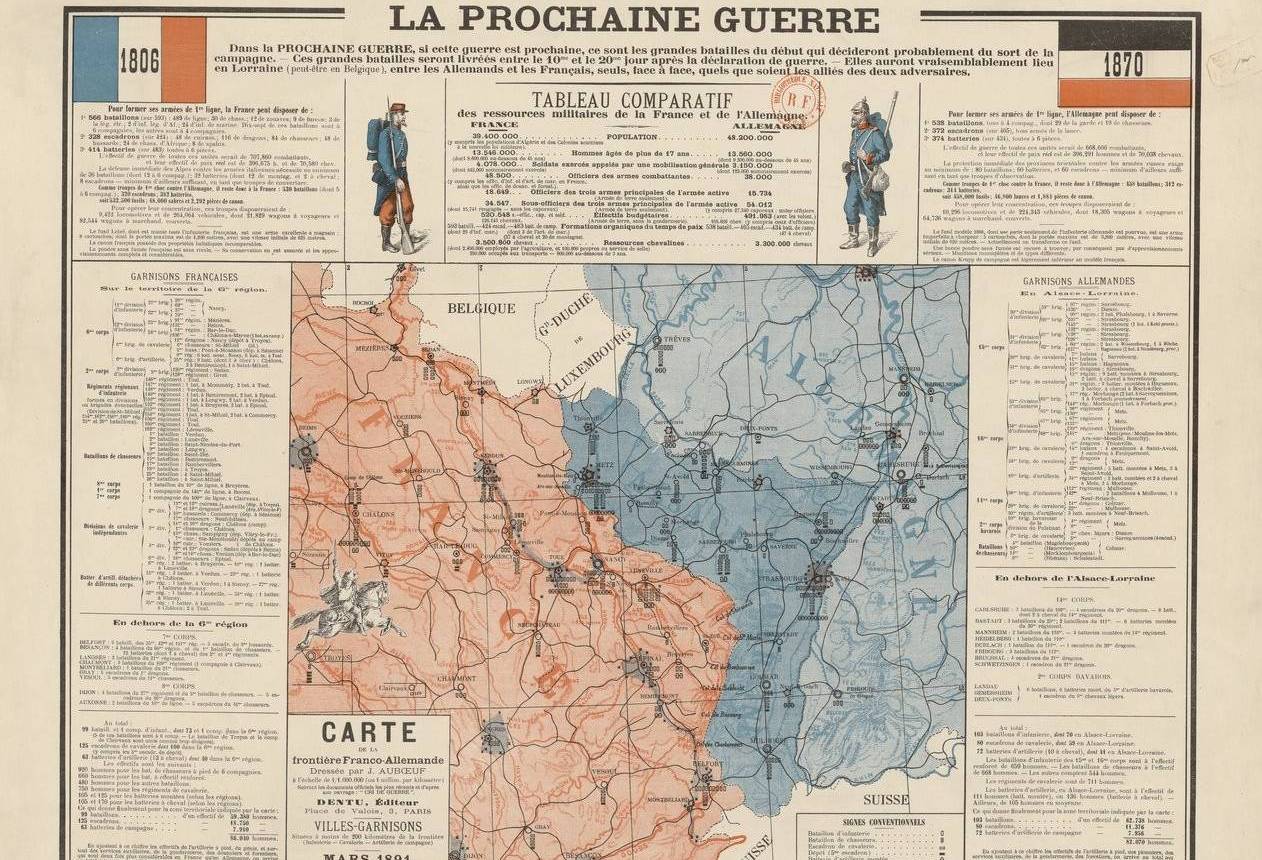 « La Prochaine Guerre... Carte de la frontière Franco-Allemande », 1871 - source : Gallica-BnF