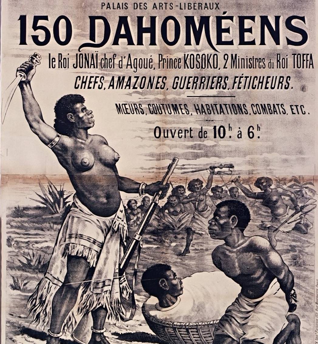 Publicité en faveur d’une « exposition d'ethnographie coloniale » présentant des Dahoméens, Paris, 1891 - source : Gallica-BnF