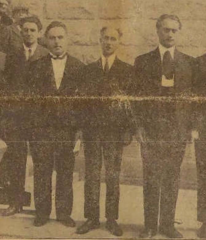 Pierre "Petru" Rocca (au centre) en compagnie d'autonomistes alsaciens en 1928 - source : WikiCommons