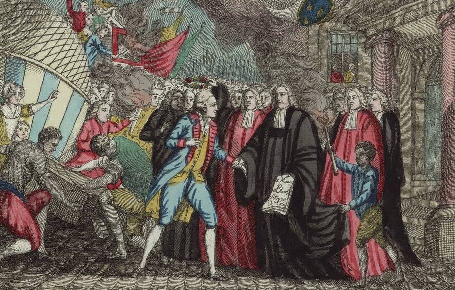 Réception de M. Blanchard à Calais, estampe, 1785 - source : Gallica-BnF