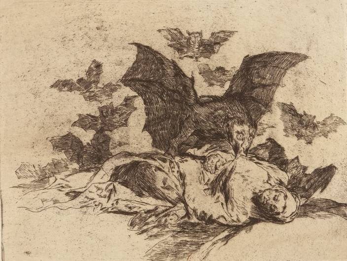 « Les désastres de la guerre - Les résultats », réappropriation métaphorique du vampire, estampe de Goya, 1862 - source : Gallica-BnF
