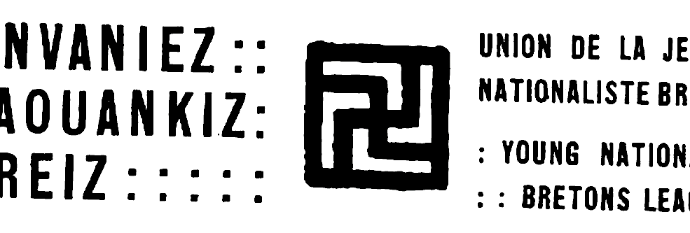 Le hévoud utilisé en tant que logo par le groupe régionaliste breton Unvaniez Yaouankiz Vreiz à partir de février 1925 sera jugé « trop proche » de la croix gammée nazie à compter de 1929 - source : WikiCommons