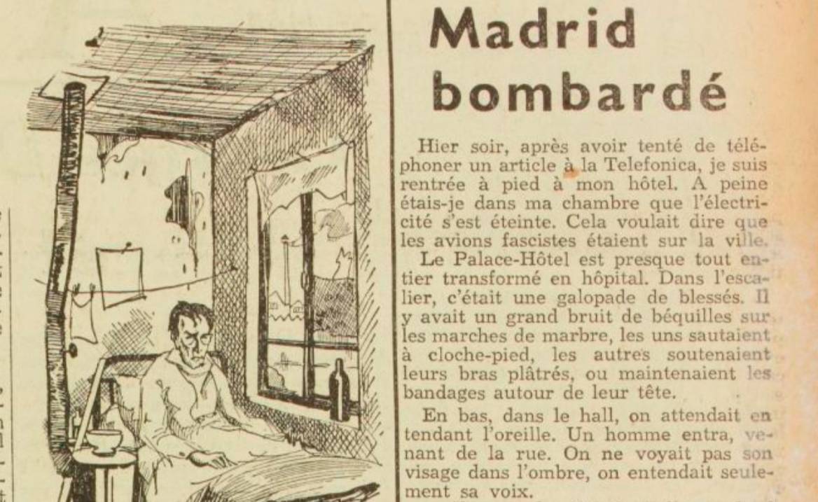 Simone Téry, « Madrid bombardé », article extrait de Vendredi, 1937 - source : Gallica-BnF