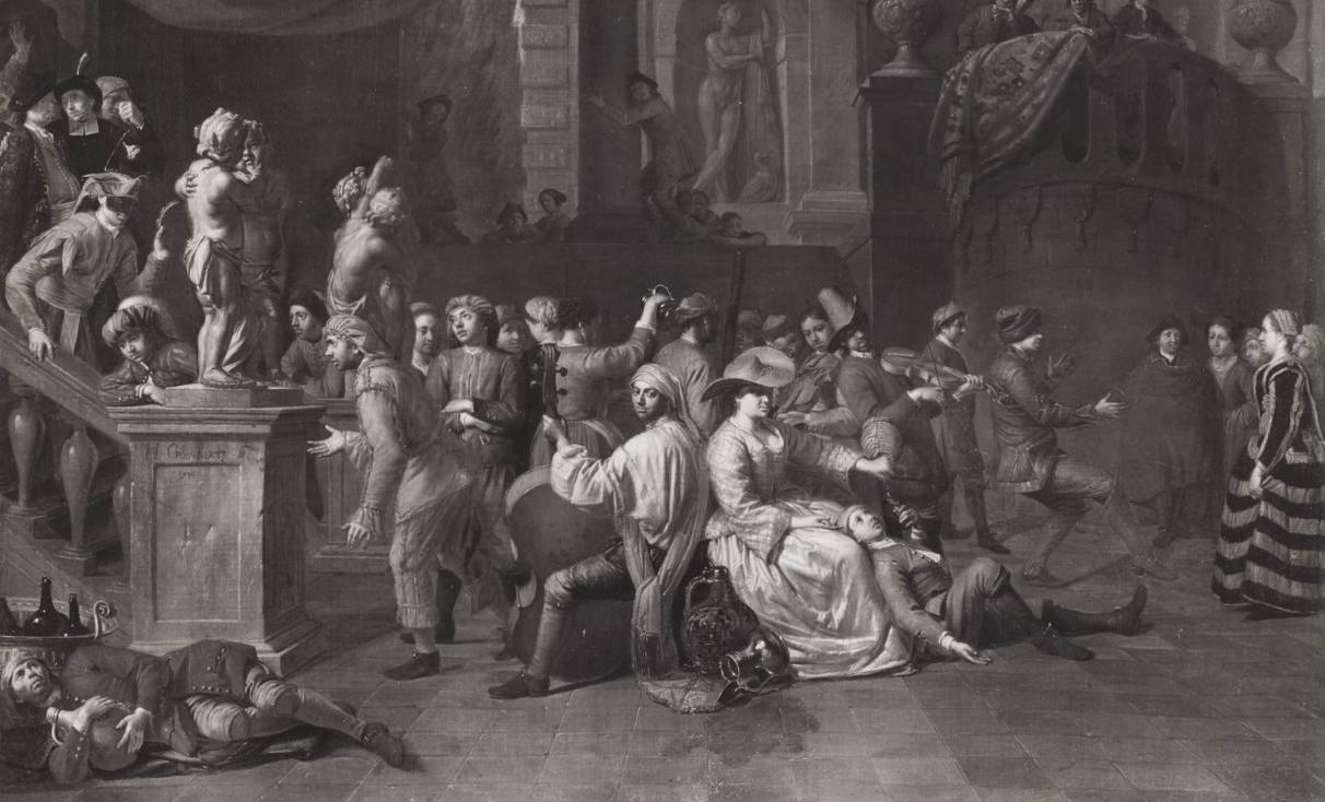 Tableau représentant un bal travesti dans un palais, Henri Goovaerts, circa 1900 - source : Gallica-BnF
