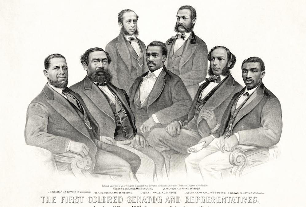 Les premiers représentants et sénateurs noirs américains, 1872 - source : Library of Congress-WikiCommons