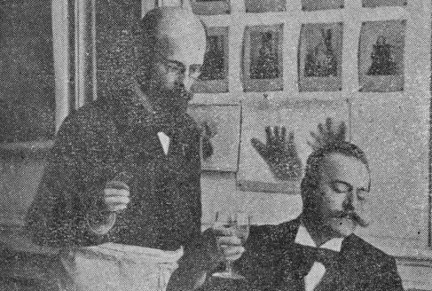 Le docteur Edgar Bérillon traitant un alcoolique à l'aide de l'hypnose - source : BIU Paris-Descartes