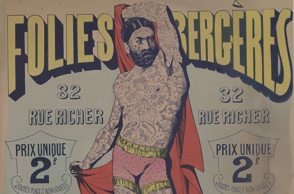 Affiche des Folies-Bergères présentant le spectacle du « Tatoué », 1874 - source : Gallica-BnF