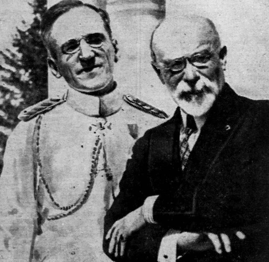Le roi Alexandre de Yougoslavie et le ministre des Affaires étrangères Louis Barthou à Belgrade, L'Ouest-Éclair, 1934 - source : RetroNews-BnF