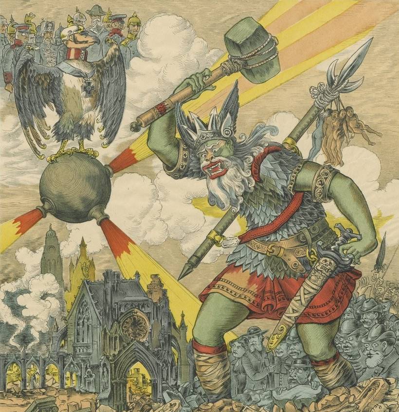 Le dieu Thor, la plus barbare d'entre les plus barbares divinités de la vieille Germanie, Image d’Epinal, 1914-15 - source : Gallica-BnF