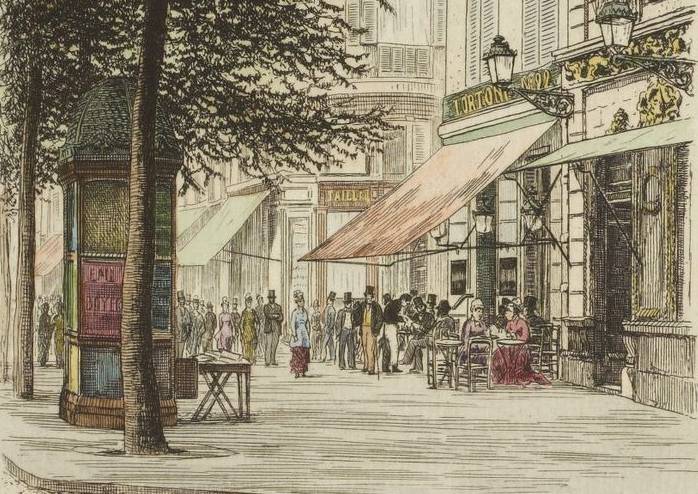 Le Café Tortoni, estampe de 1877 - source : Gallica-BnF