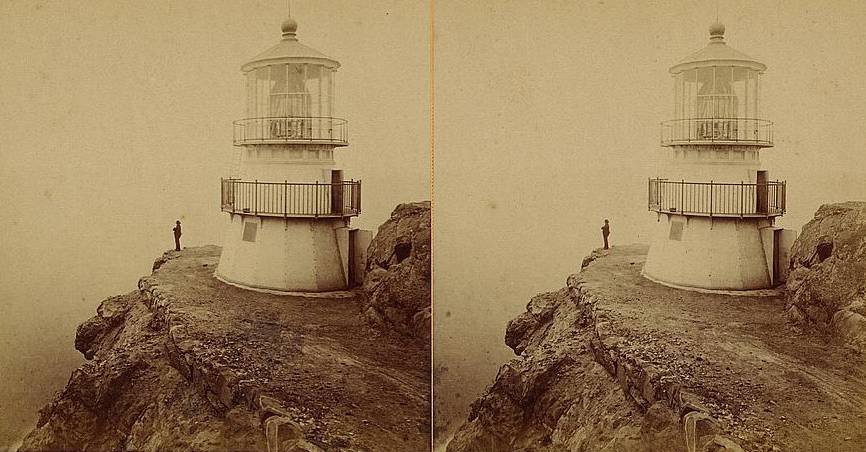 Le phare de Point Reyes en Californie, Eadweard Muybridge, 1870 - source : Library of Congress