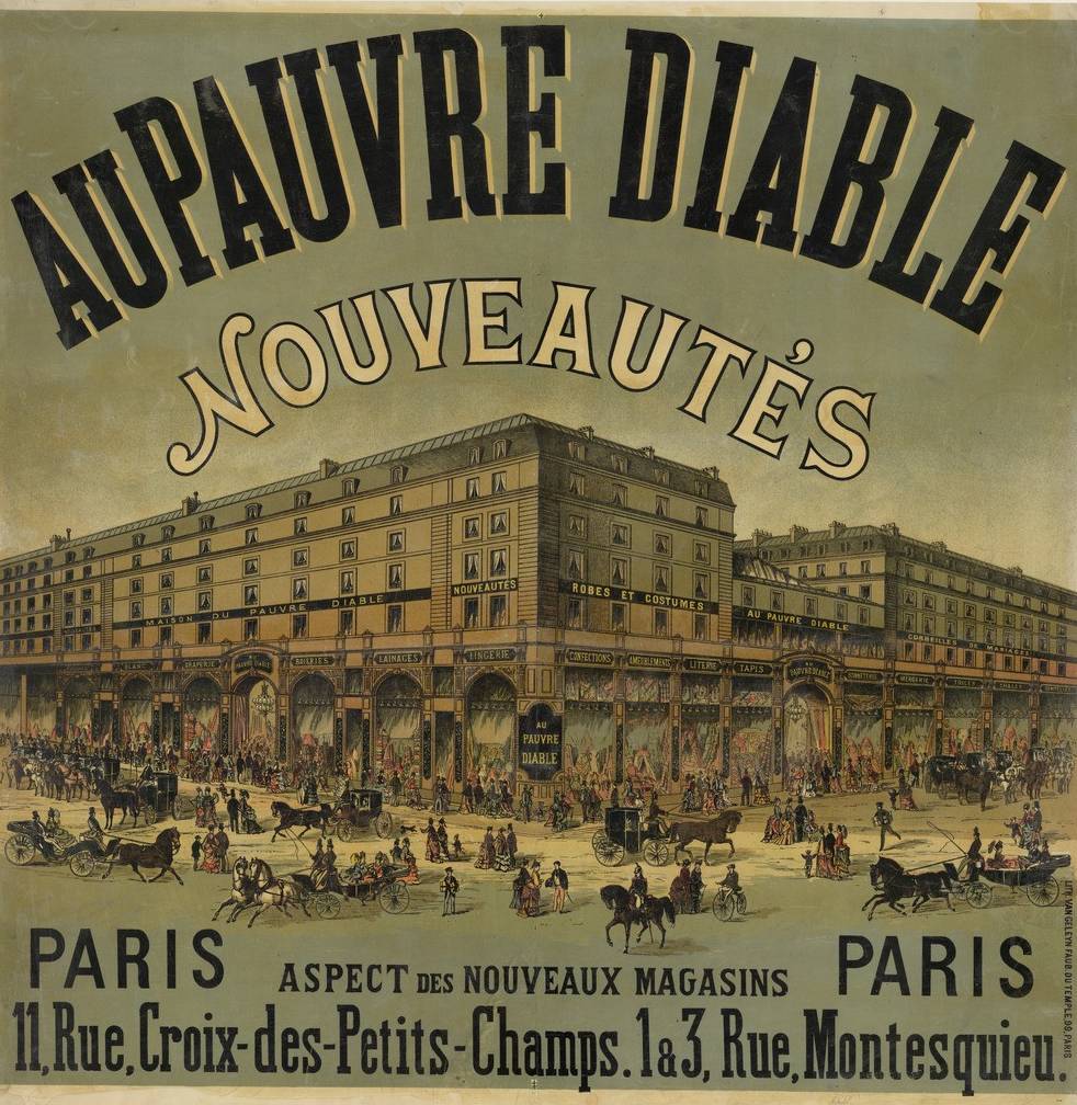 Affiche publicitaire en faveur du grand magasin Au Pauvre diable, 1874 – source : Gallica-BnF