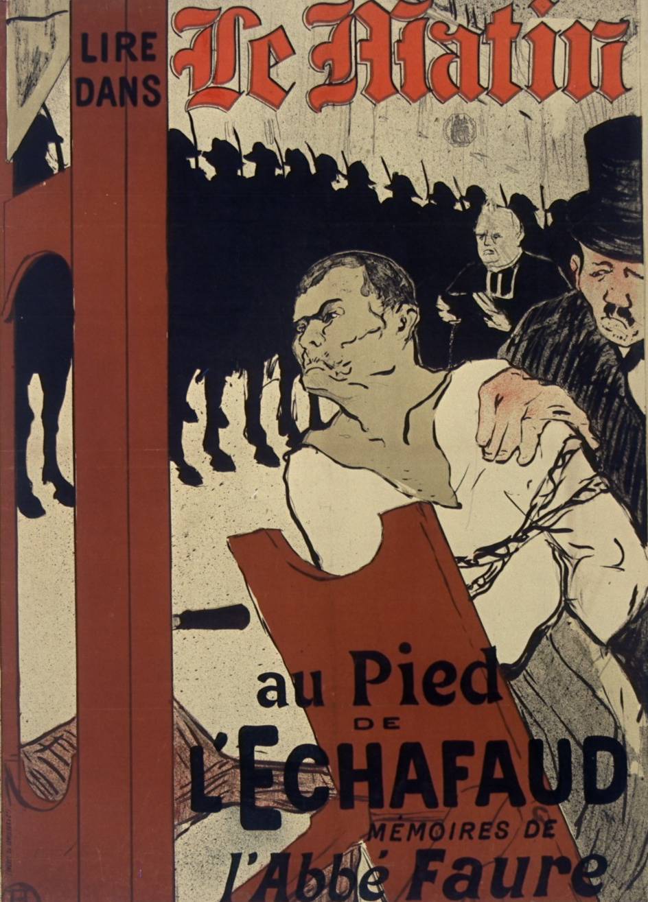 Au pied de l'échafaud, affiche lithographique de Toulouse-Lautrec, 1893 – source : Gallica-BnF