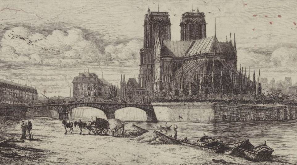 L'abside de Notre-Dame, estampe de Charles Meryon, 1854 - source : Gallica-BnF