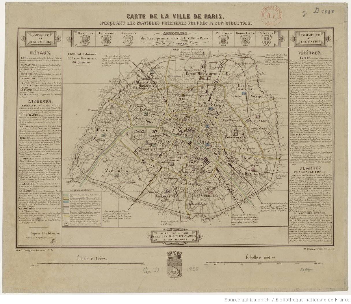 Carte industrielle de Paris, 1863