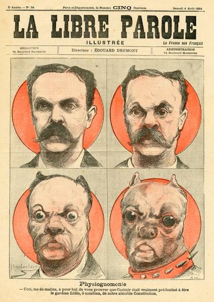 Casimir-Périer représenté en chien par Chanteclair dans La Libre parole illustrée, l'un des journaux réactionnaires de Drumont, 1894