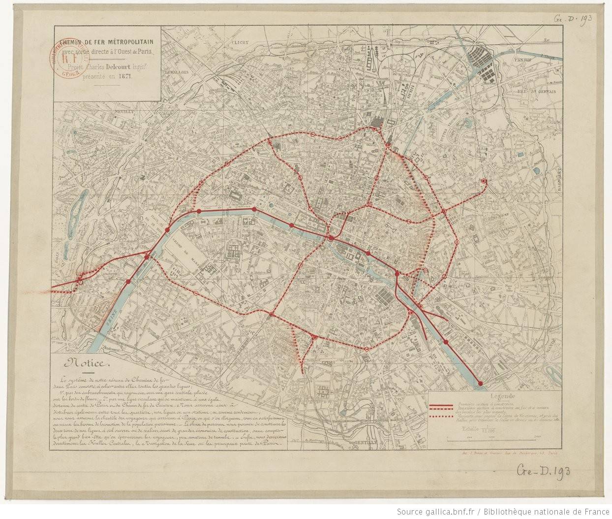 Carte du chemin de fer métropolitain, 1871