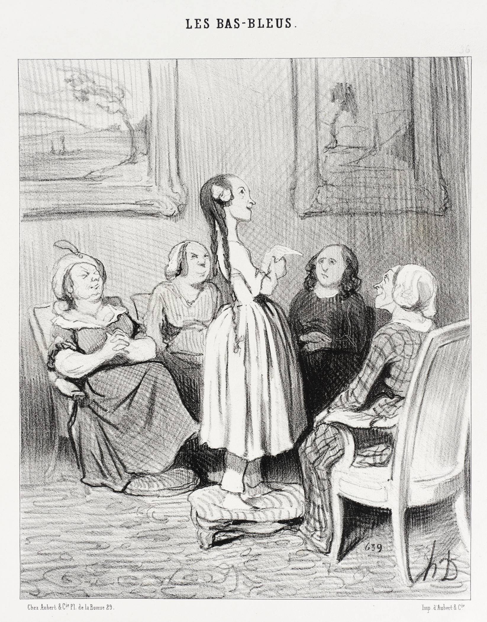 « ...Dussent-ils me maudire... », dessin extrait de la série Les bas-bleus, Honoré Daumier, Le Charivari, 1844 - source : WikiCommons 