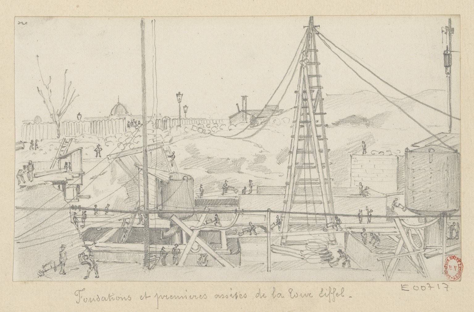 la tour eiffel en 1887 pour l'exposition universelle qui devait