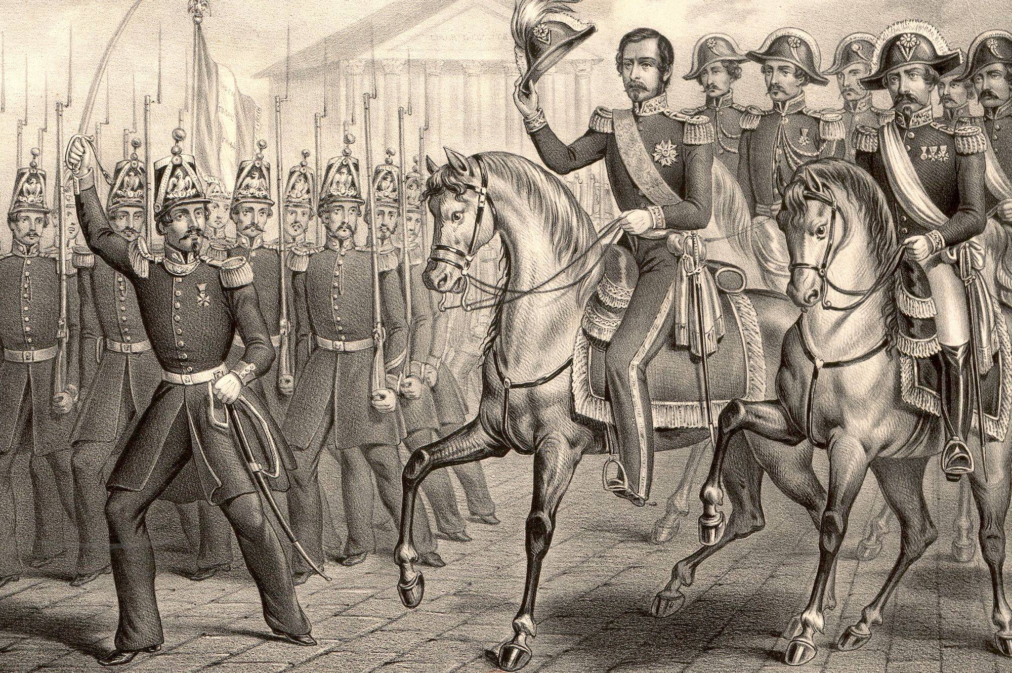 Louis Napoléon Bonaparte, président de la République française passant la Revue le 24 Décembre 1848 - source Gallica-BnF