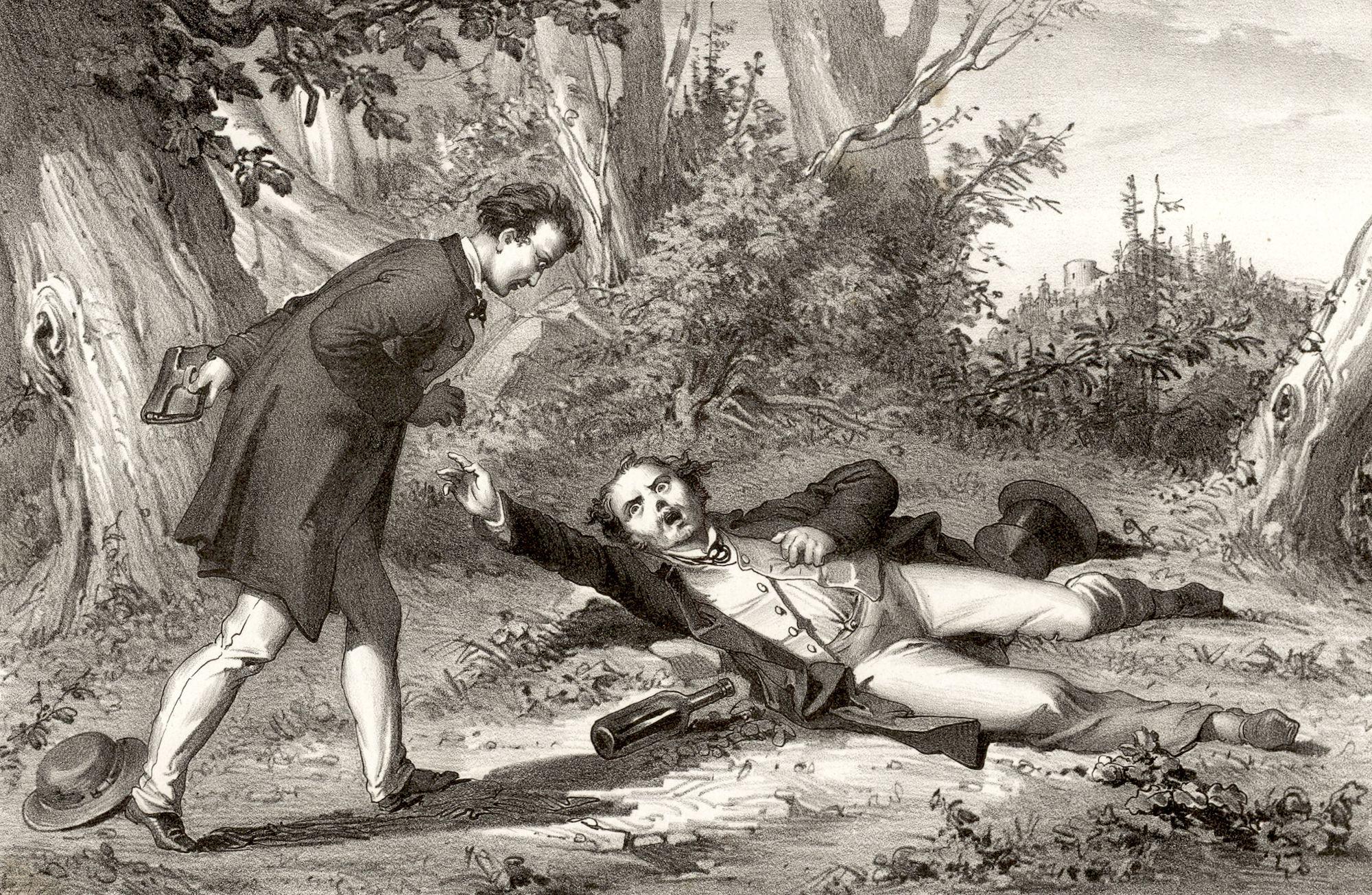 Troppmann empoisonne Jean Kinck dans la forêt de Wattwiller, 1870 - source : Gallica-BnF