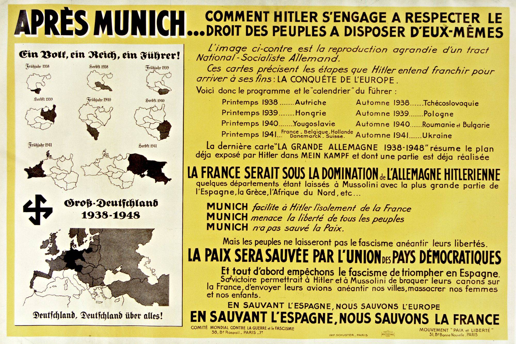 Comité mondial contre la guerre et le fascisme et du mouvement "Paix et Liberté", 1938 - source : Gallica-BnF