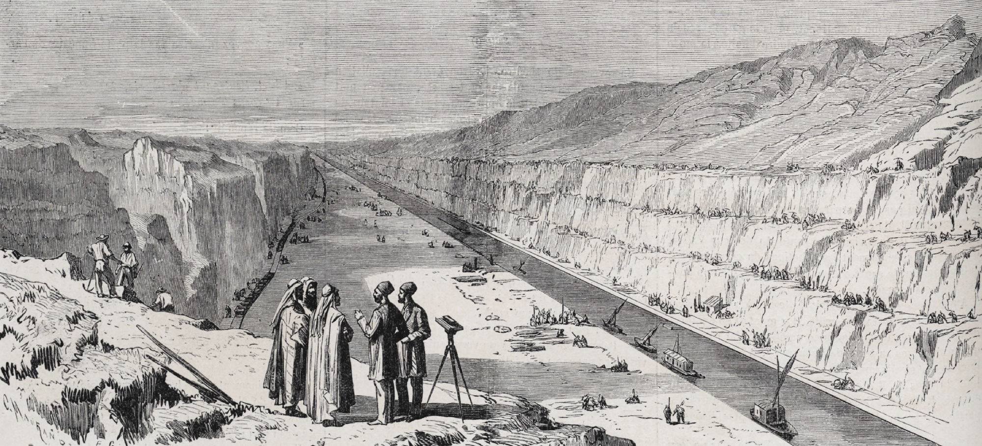 « Vue des travaux du canal maritime à son passage à travers le seuil d'El-Guisr », Le Monde illustré, 28 septembre 1867 - source Gallica-BnF