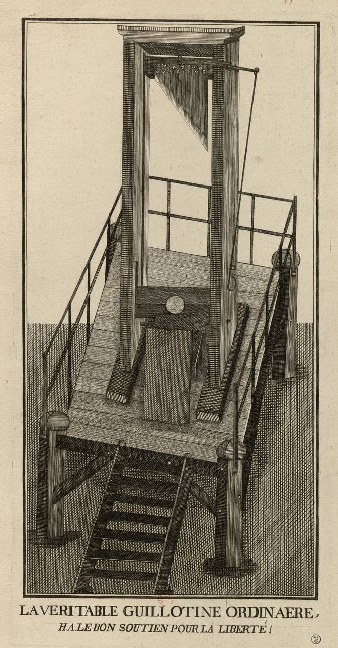 « La Véritable guillotine ordinaere, ha, le bon soutien pour la liberté ! », estampe, circa 1791 - source : Gallica-BnF