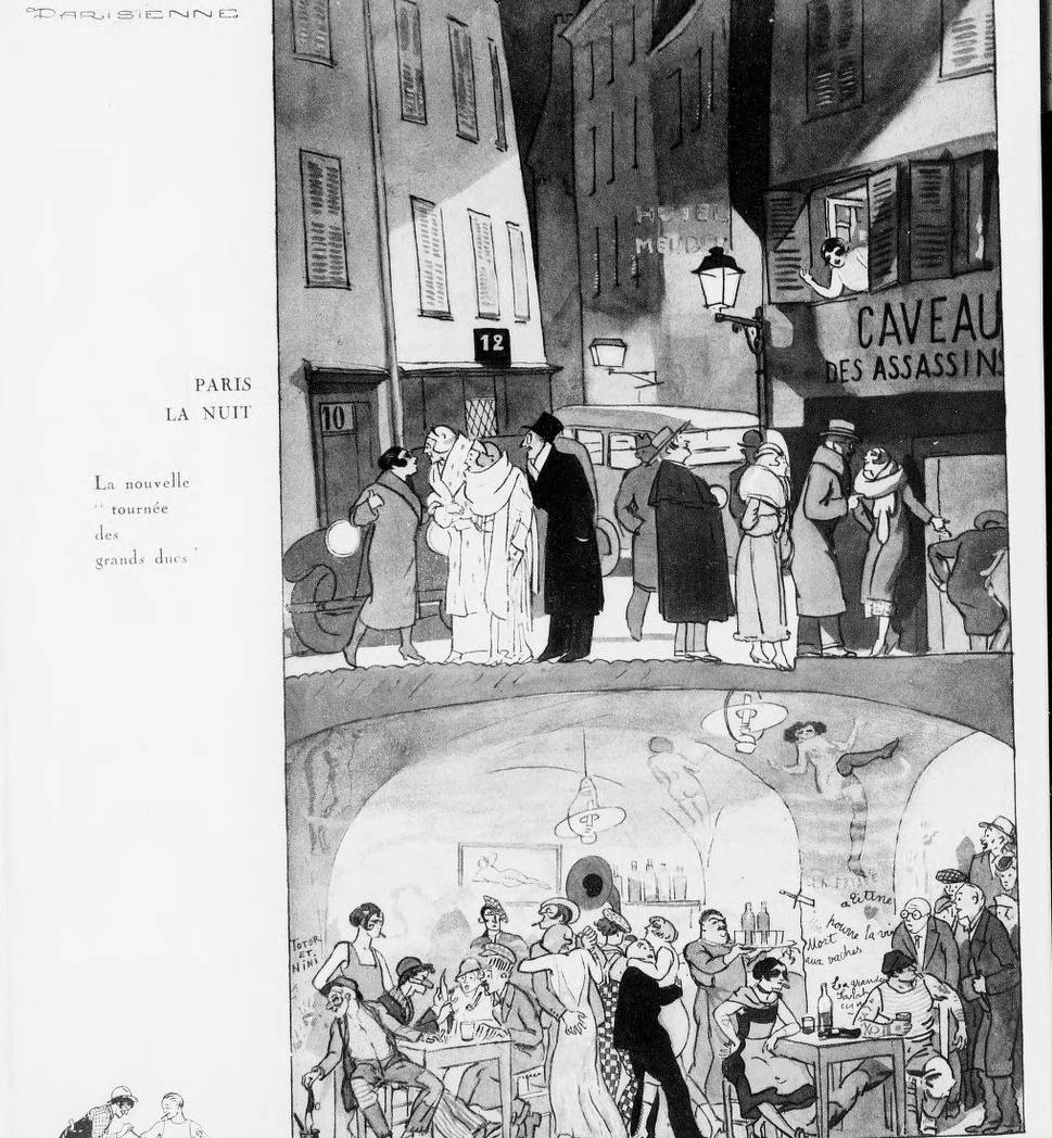 Illustration inspirée du Caveau rouge parue dans La Vie Parisienne, 1932 – source : Gallica-BnF