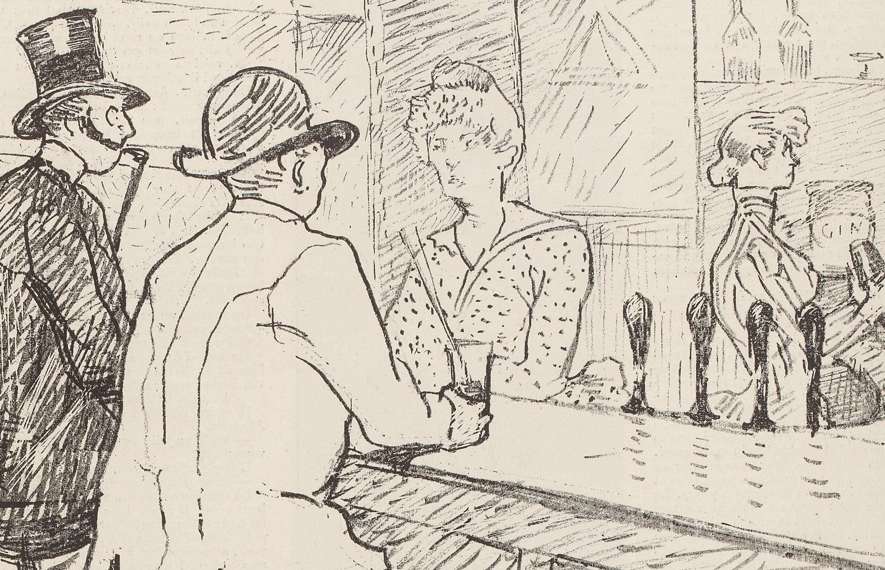 « Gin - Cocktail », dessin de Toulouse-Lautrec dans Le Courrier Français, 1886 – source : Gallica-BnF