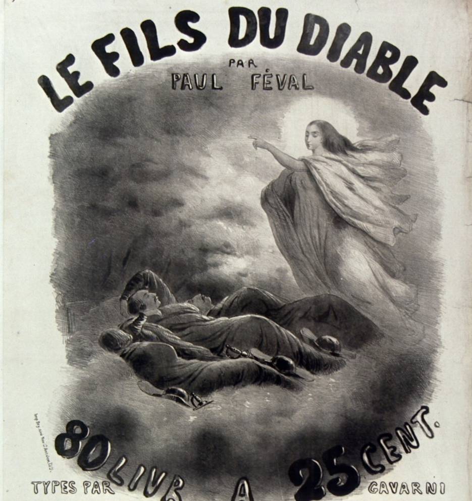 Affiche promotionnelle en faveur du « Fils du diable » de Paul Féval, par Gavarni – source : Gallica-BnF