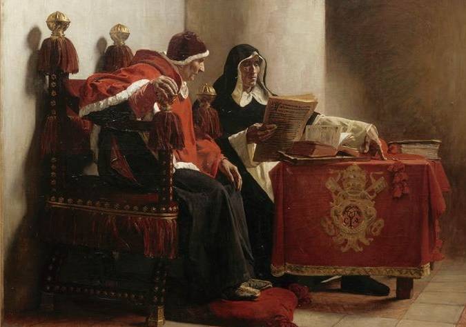 Le Pape et l’inquisiteur, tableau de J.-P. Laurens, 1882 - source : WikiCommons