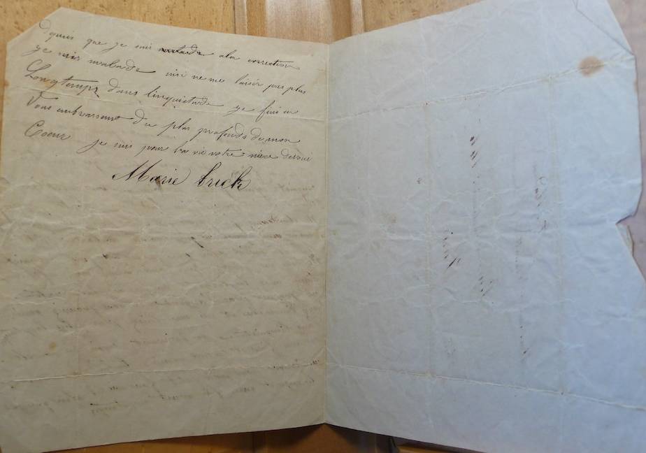 Lettre de Marie Bryck à sa tante, printemps 1852 - source : Archives de Paris